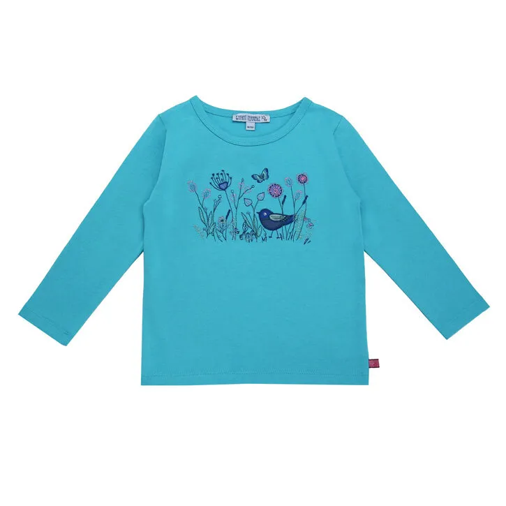 Enfant Terrible Shirt mit Blumenwiese türkis