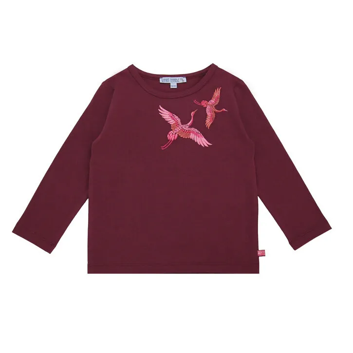 Enfant Terrible Shirt mit Kranichen bordeaux