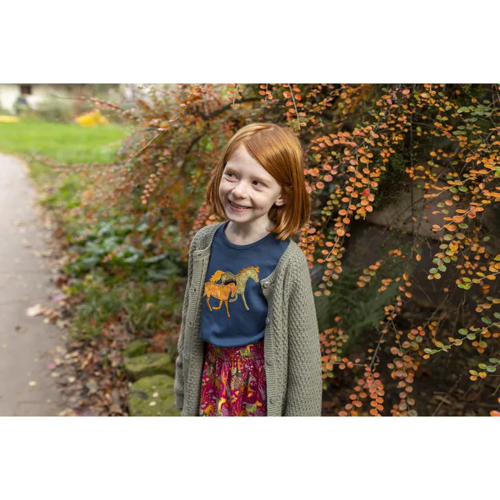 Sense Organics Shirt L/S Navy + Horses