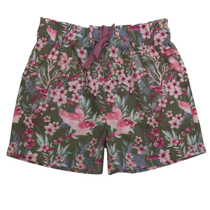 Enfant Terrible Webshorts mit Kirschblütendruck olive-pastel rose