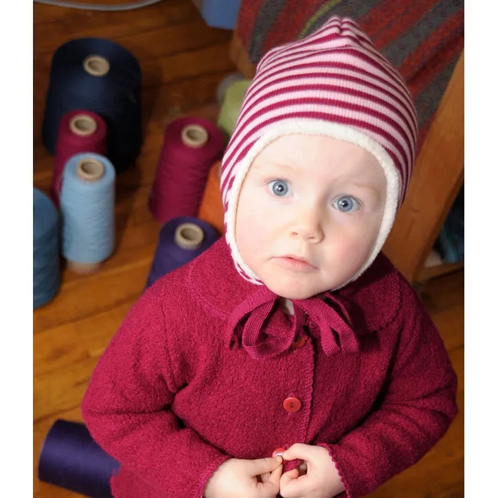 Reiff Ohrenmütze Ringel Wolle mit Baumwollplüsch