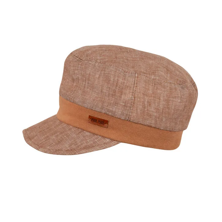 PurePure Michel-Mütze Leinen karamell enjoy the sun
