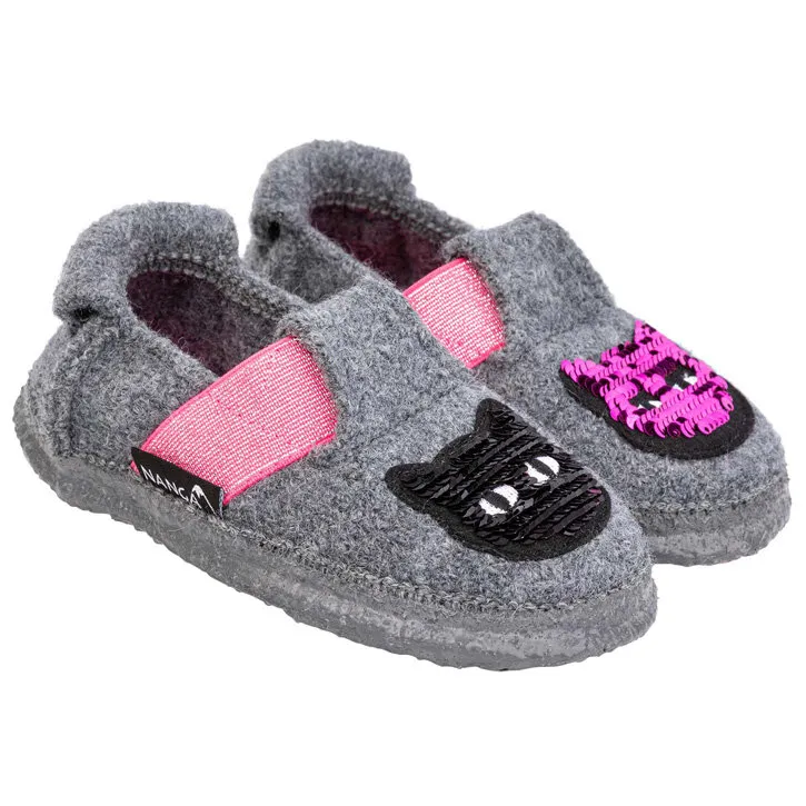 Nanga Fancykitty mittelgrau Slipper 100% Schurwolle