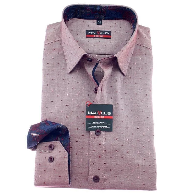 MARVELIS Hemd BODY FIT Jacquard langarm mit Ausputz 37-38 (S)