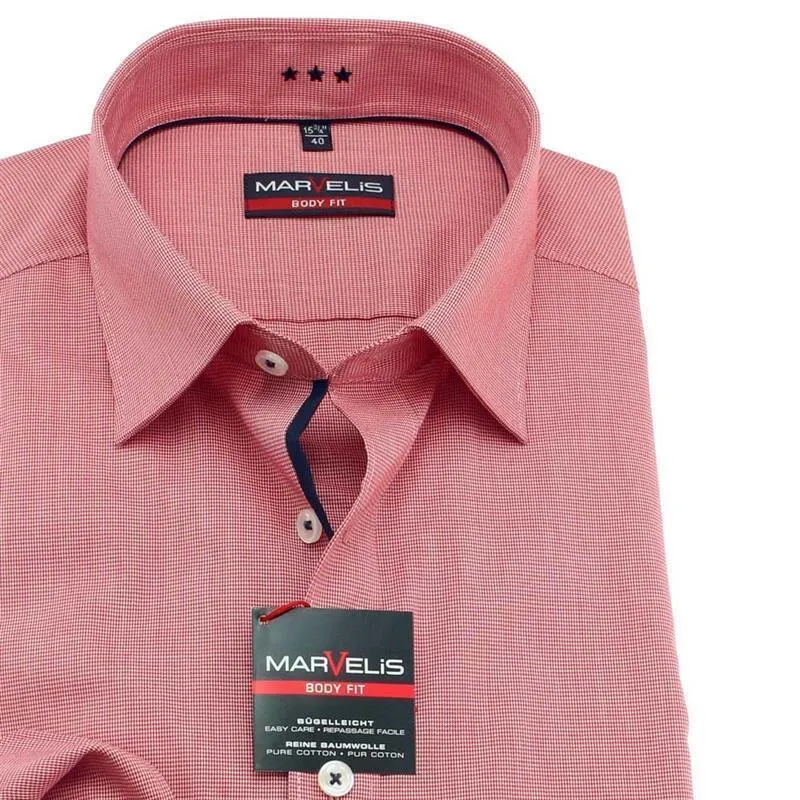 MARVELIS Hemd BODY FIT MICRO karo langarm 39-40 (M)