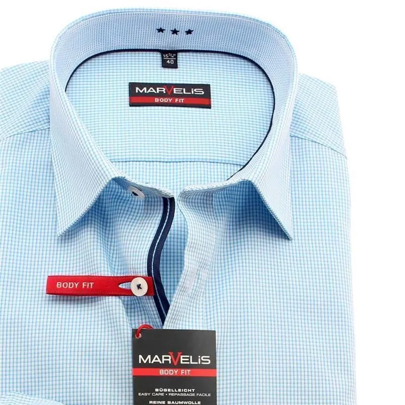 MARVELIS Hemd BODY FIT Mini Karo langarm