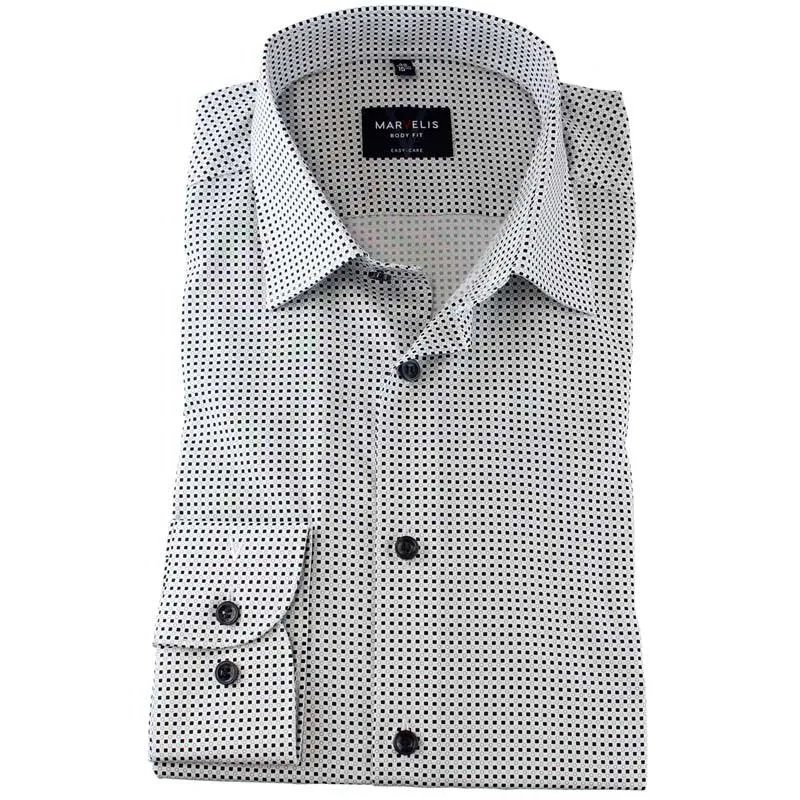 MARVELIS BODY FIT elegante impreso camisa para hombres mangas largas 39-40 (M)