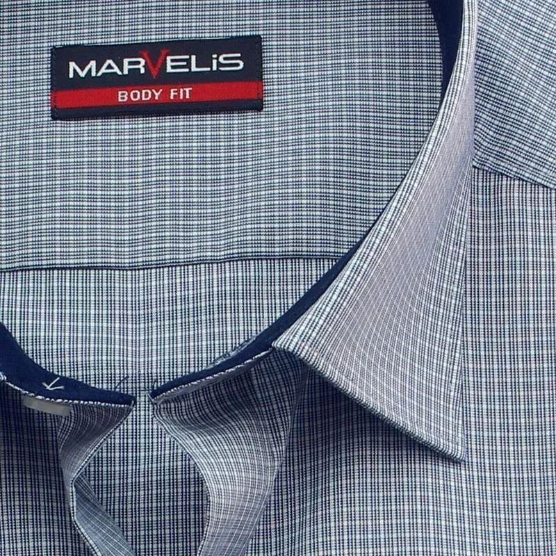 MARVELIS Hemd BODY FIT waffel karo langarm