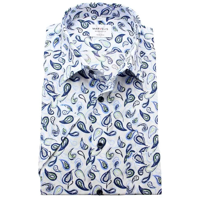 MARVELIS Hemd MODERN FIT modischer Druck halbarm 45-46 (XXL)