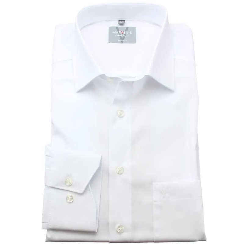 MARVELIS Hemd COMFORT Fit uni langarm New-Kent-Kragen