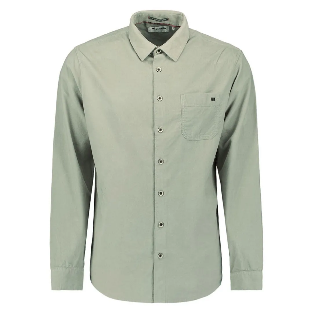 No Excess Herren Cord Hemd langarm Regular Fit grün 29430843 197 light moss