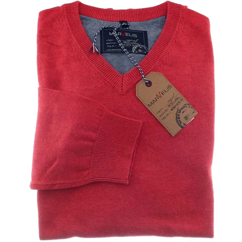 Pullover, V-Ausschnitt, Marke MARVELIS, reine Baumwolle