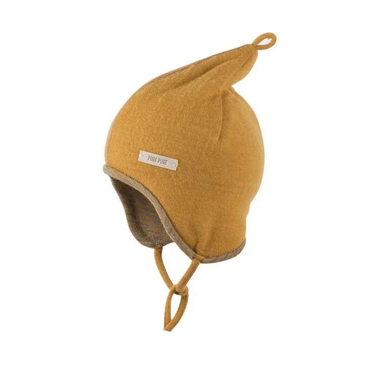 PurePure Baby Zipfel-Mütze bernstein 100%Bio-Merinowolle kbT 85%Bio-Merinowolle/15%Seide