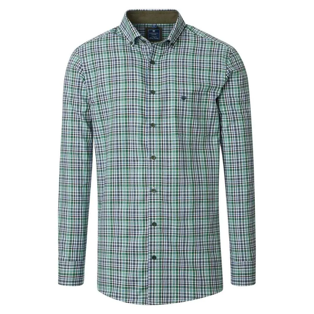 Redmond Herren Hemd langarm Comfort Fit grün blau kariert 252005111 600