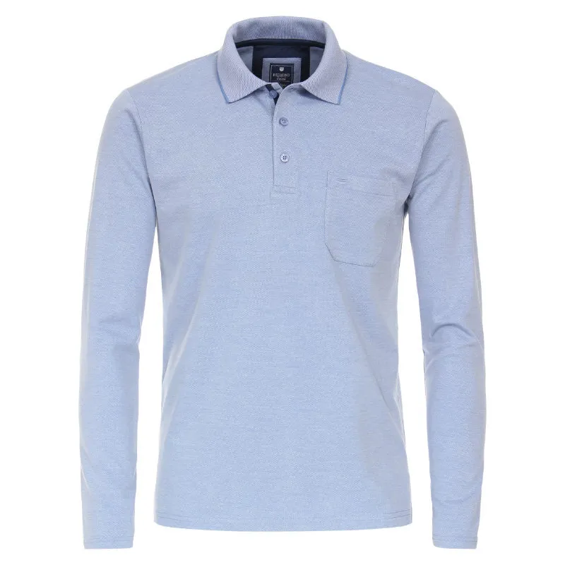 Polo REDMOND Wash & Wear con bolsillo en el pecho, manga larga (M)