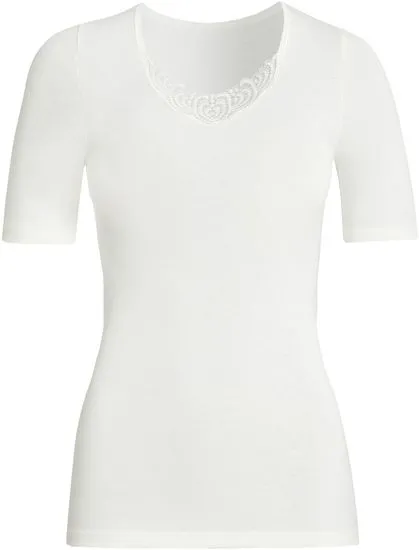 Sangora Spenzer 1/4 Arm weiß dezente Spitze