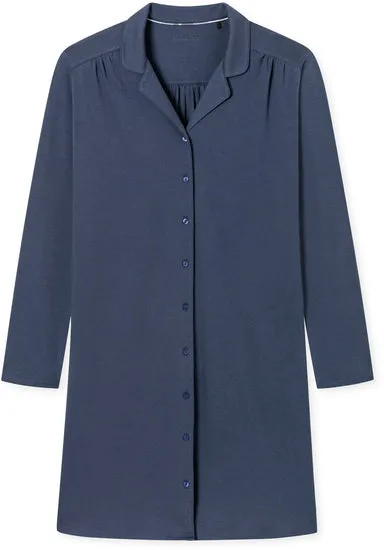 Schiesser Damen Nachthemd langarm, 100cm blau 179249-800