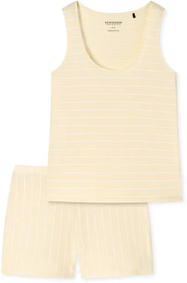 Schiesser Damen Schlafanzug kurz, 0/0 Arm vanille 179128-607