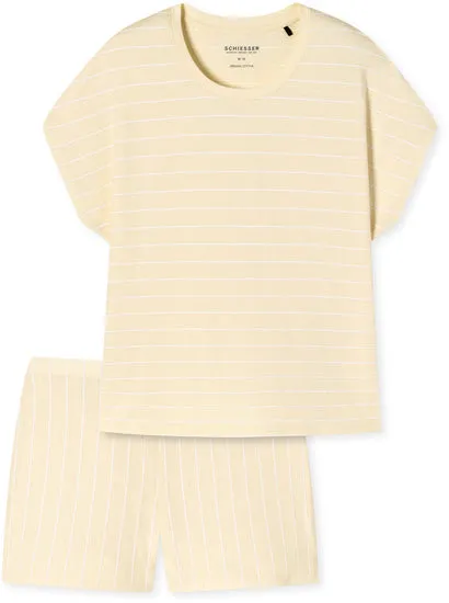 Schiesser Damen Schlafanzug kurz, 1/2 Arm vanille 179129-607