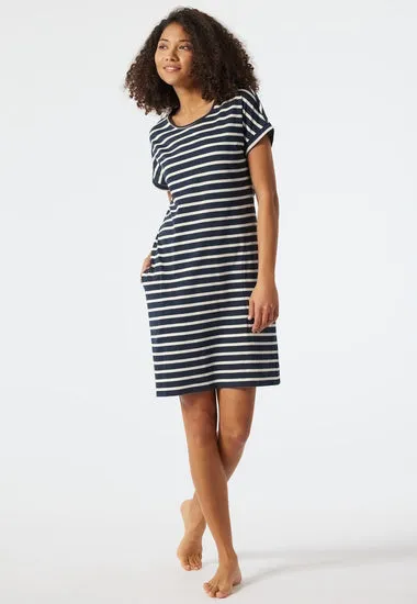 Schiesser Damen Sleepshirt kurzarm, 95cm dunkelblau 178043-803