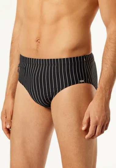 Schiesser Herren Badehose Slip Komfort schwarz 172774-000