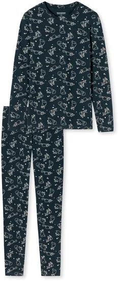 Schiesser Schüler Mädchen Schlafanzug lang anthrazit 177905-203