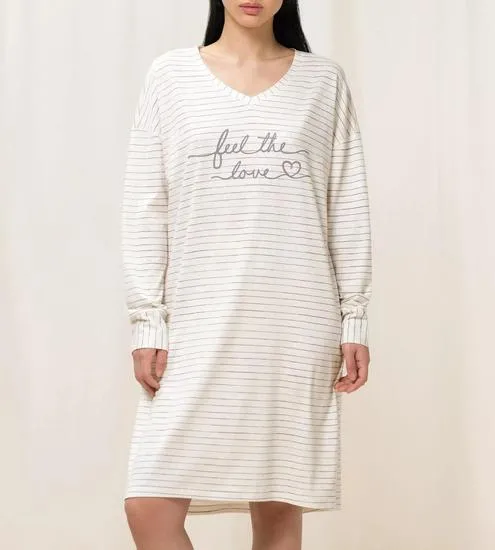 Triumph Nightdresses Nachthemd (Strickware), Langarm 10 CO/MD weiss