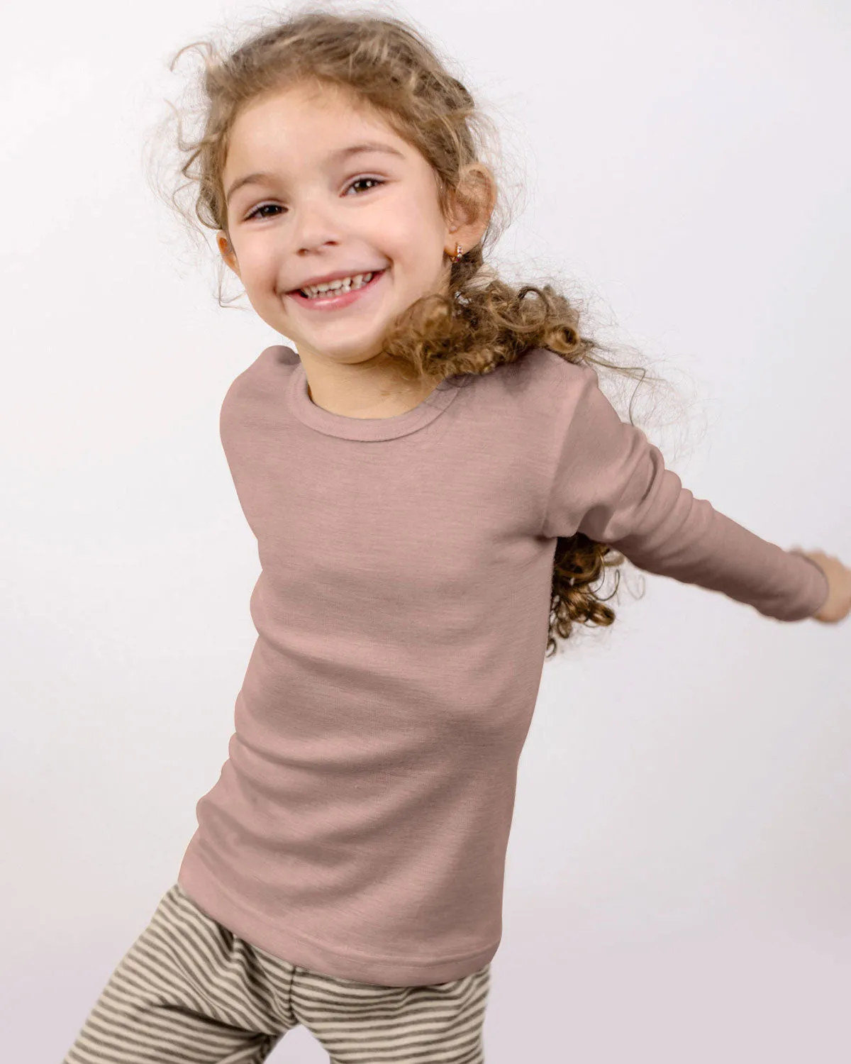 Engel Natur Kinder Unterhemd Uni Langarm Wolle Seide